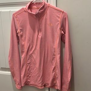 North Face Women’s Peachy Pink Quarter Zip long sleeve Pullover Sweater